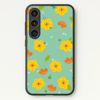 Yellow And Orange Pattern - Floral  - Floral Phone Case for Galaxy S24 Plus