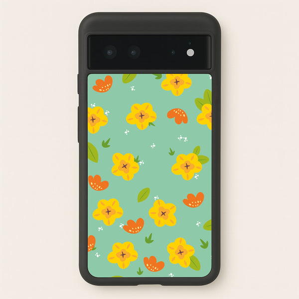 Yellow And Orange Pattern - Floral  - Floral Phone Case for Google Pixel 6