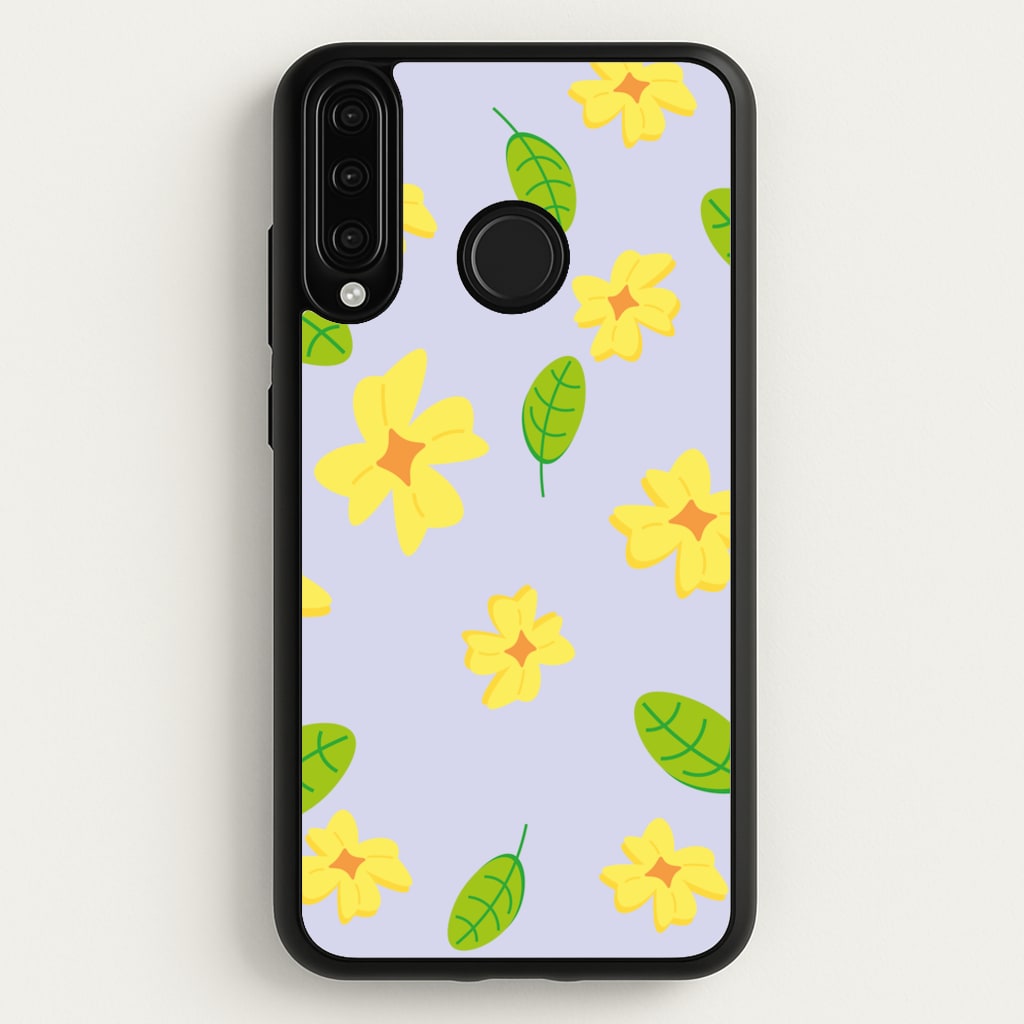 Yellow And Green Pattern - Floral  - Floral Phone Case for Huawei P30 Lite