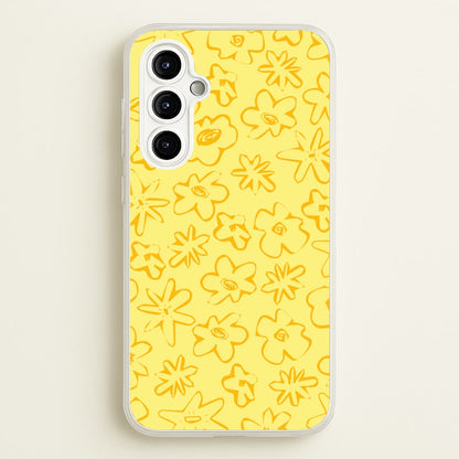 Yellow And Orange - Floral Patterns  - Floral Patterns Phone Case for Galaxy A54