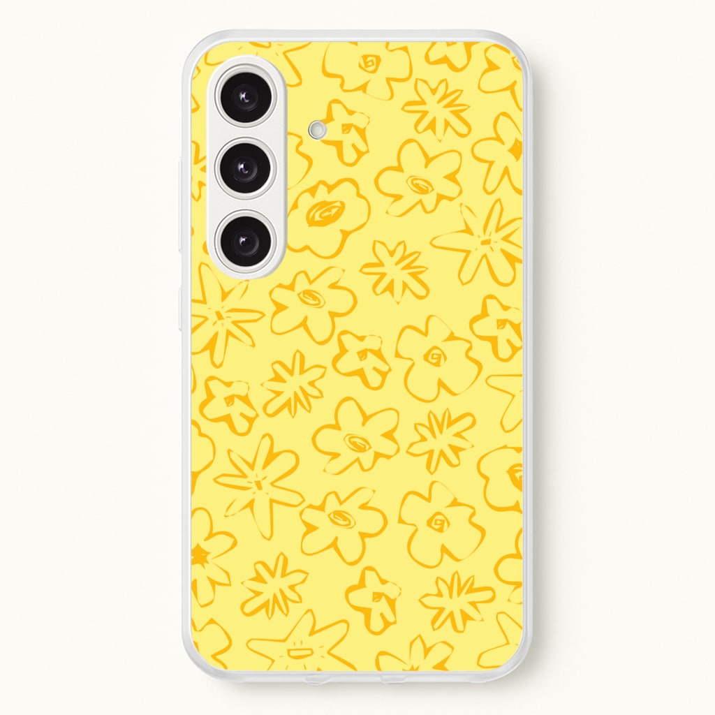 Yellow And Orange - Floral Patterns  - Floral Patterns Phone Case for Galaxy S24 Plus
