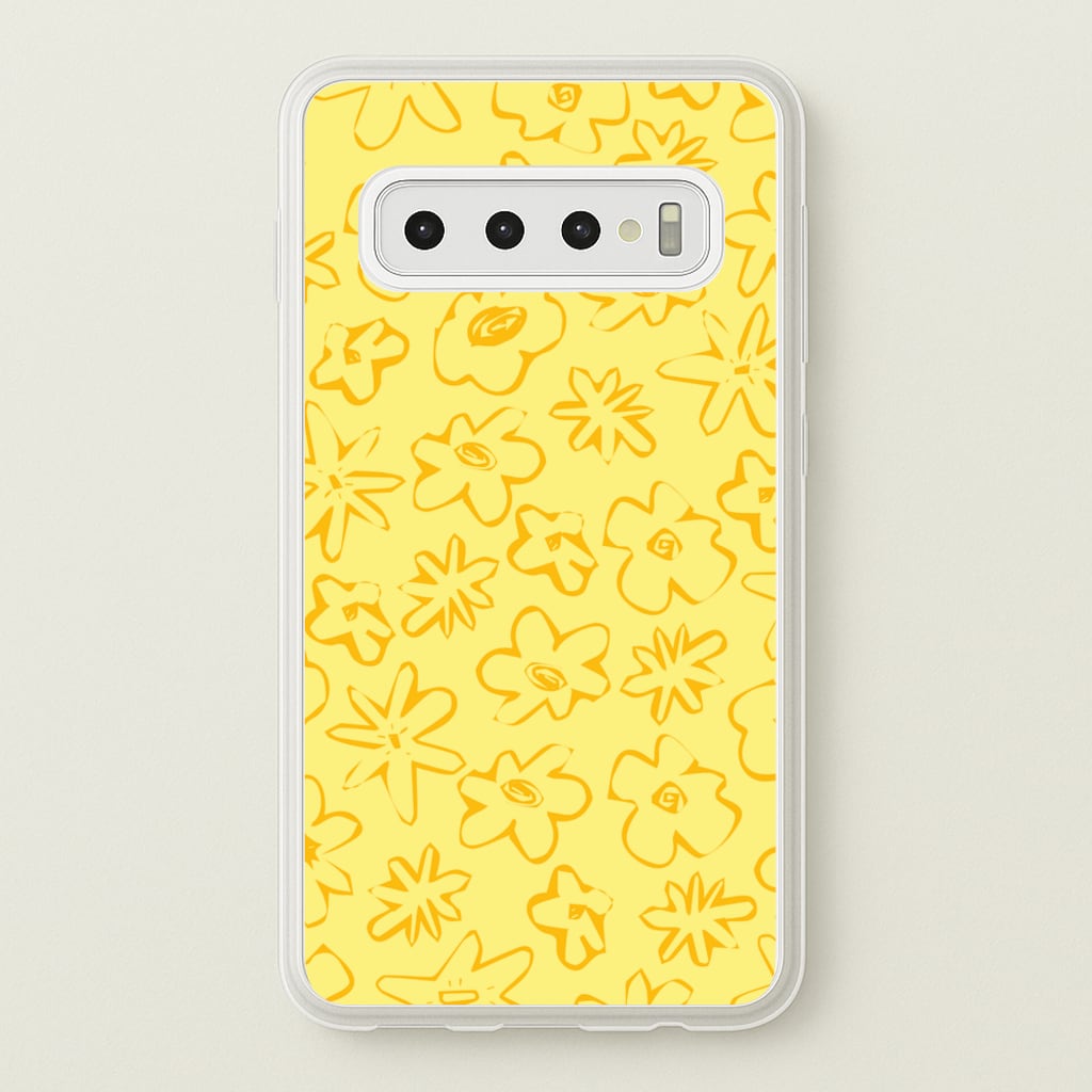 Yellow And Orange - Floral Patterns  - Floral Patterns Phone Case for Galaxy S10 Plus