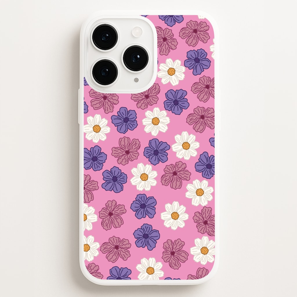 Pink, Purple And White Flowers - Floral Patterns Phone Case