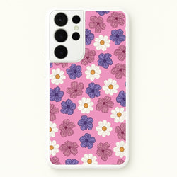 Pink, Purple And White Flowers - Floral Patterns  - Floral Patterns Phone Case for Galaxy S21 Ultra