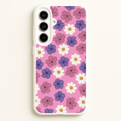 Pink, Purple And White Flowers - Floral Patterns  - Floral Patterns Phone Case for Galaxy A56