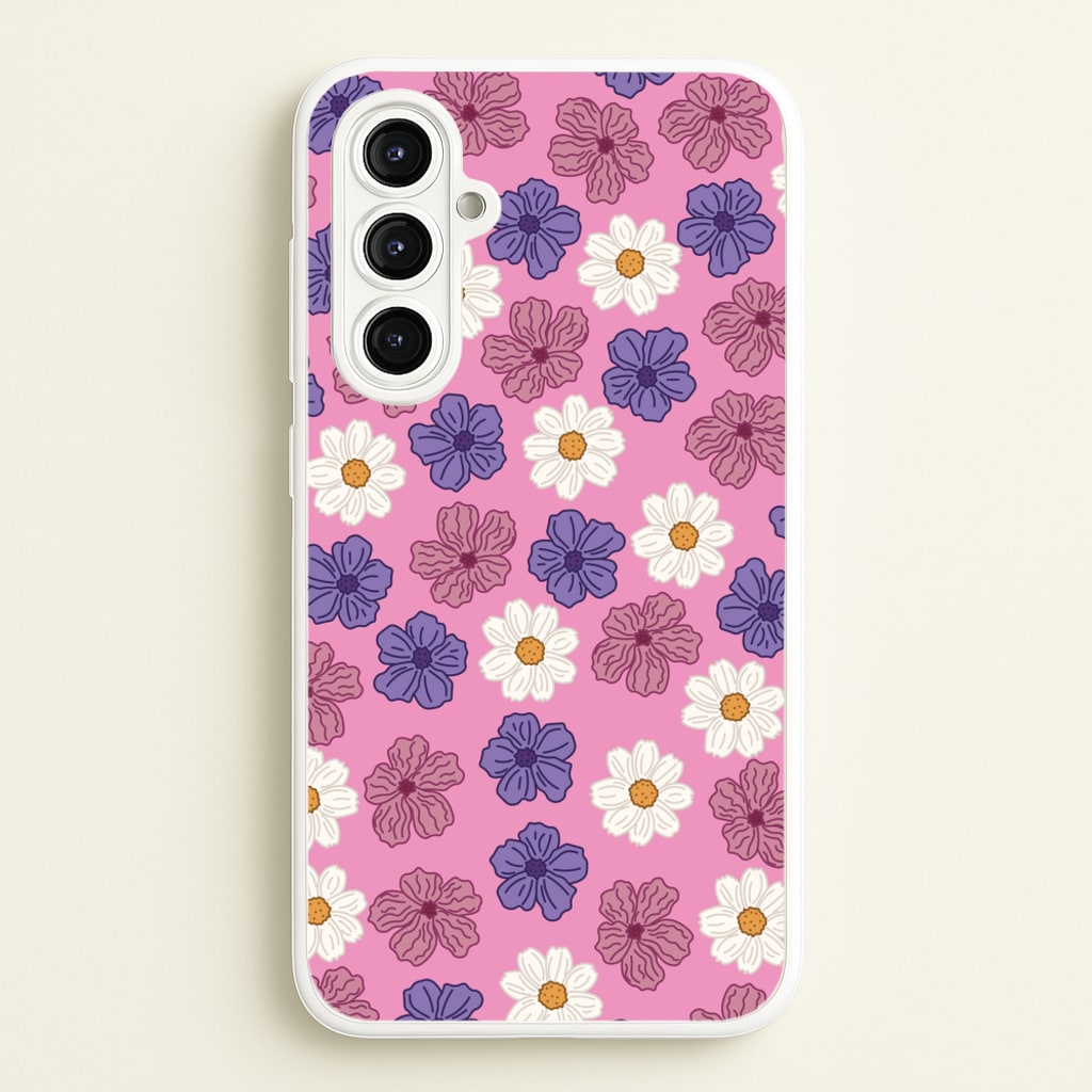 Pink, Purple And White Flowers - Floral Patterns  - Floral Patterns Phone Case for Galaxy A16