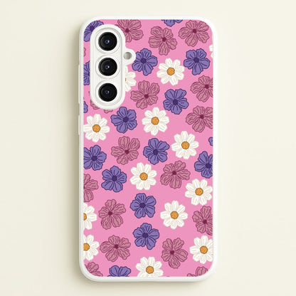 Pink, Purple And White Flowers - Floral Patterns  - Floral Patterns Phone Case for Galaxy A16