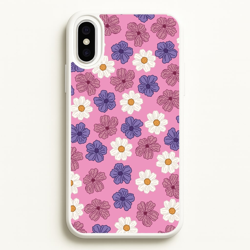 Pink, Purple And White Flowers - Floral Patterns  - Floral Patterns Phone Case for iPhone XS Max
