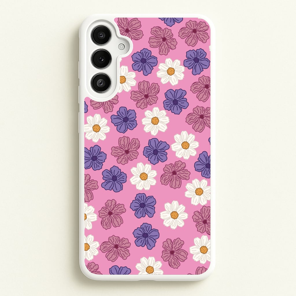 Pink, Purple And White Flowers - Floral Patterns  - Floral Patterns Phone Case for Galaxy A36