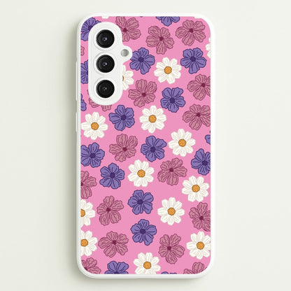 Pink, Purple And White Flowers - Floral Patterns  - Floral Patterns Phone Case for Galaxy S23FE