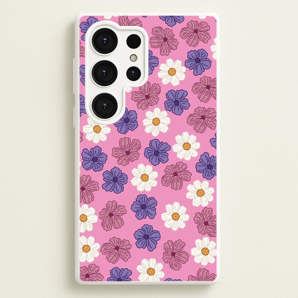 Pink, Purple And White Flowers - Floral Patterns  - Floral Patterns Phone Case for Galaxy S25 Ultra