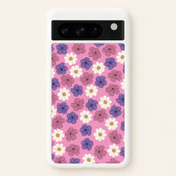 Pink, Purple And White Flowers - Floral Patterns  - Floral Patterns Phone Case for Google Pixel 8 Pro