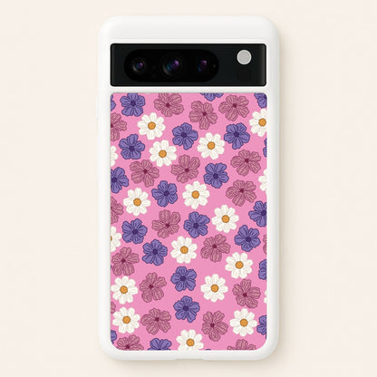 Pink, Purple And White Flowers - Floral Patterns  - Floral Patterns Phone Case for Google Pixel 8 Pro