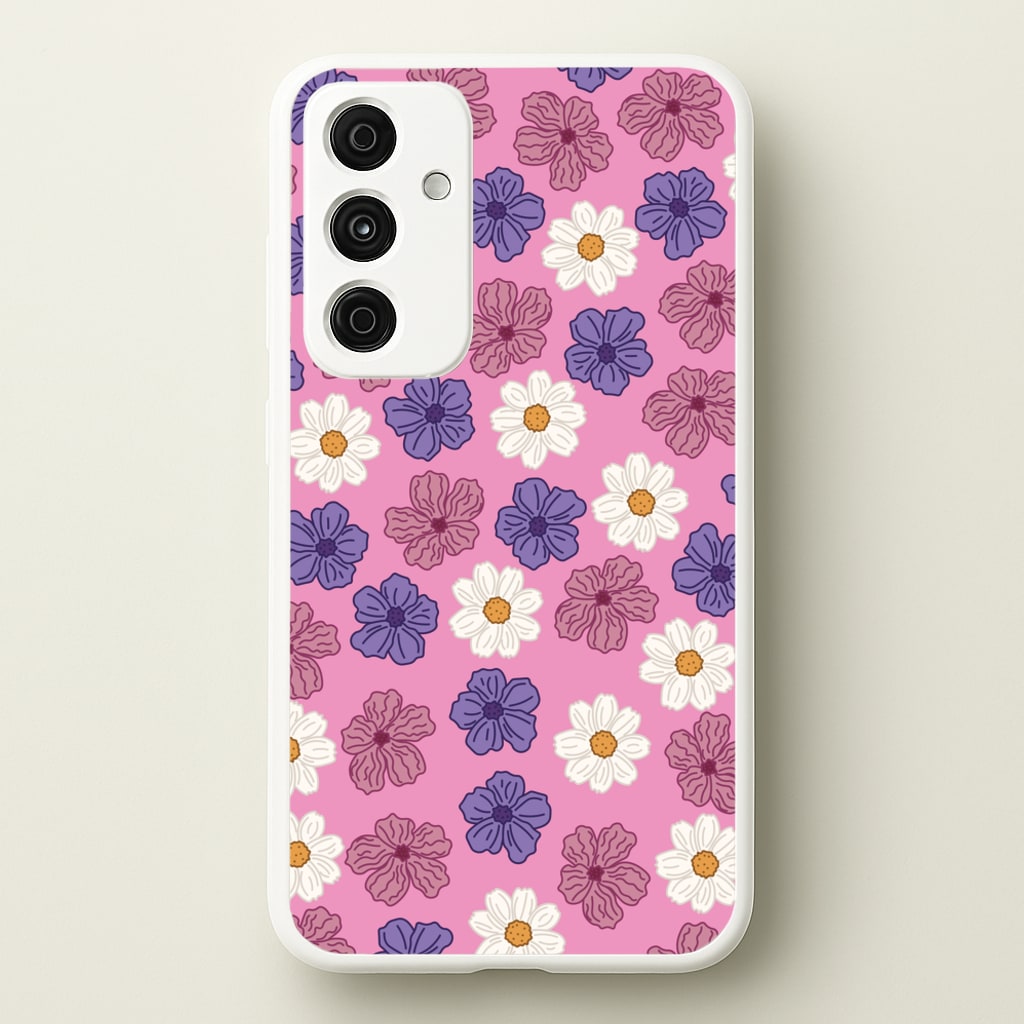 Pink, Purple And White Flowers - Floral Patterns  - Floral Patterns Phone Case for Galaxy A55