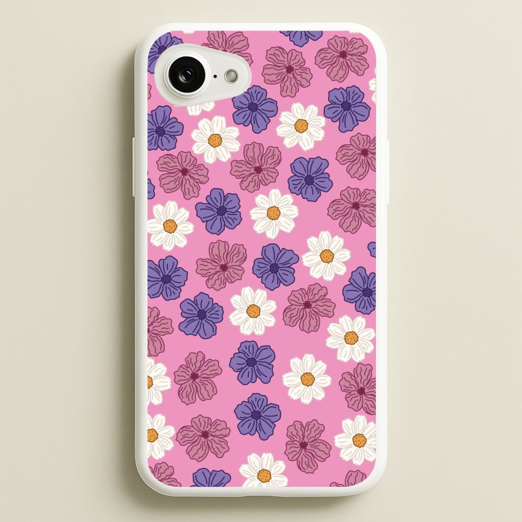 Pink, Purple And White Flowers - Floral Patterns  - Floral Patterns Phone Case for iPhone 16e