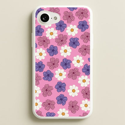 Pink, Purple And White Flowers - Floral Patterns  - Floral Patterns Phone Case for iPhone 16e