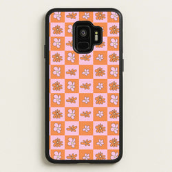 Orange And Pink Checked - Floral Patterns  - Floral Patterns Phone Case for Galaxy S9