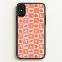 Orange And Pink Checked - Floral Patterns  - Floral Patterns Phone Case for iPhone XS Max