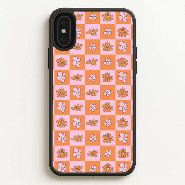 Orange And Pink Checked - Floral Patterns  - Floral Patterns Phone Case for iPhone XS Max