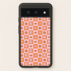 Orange And Pink Checked - Floral Patterns  - Floral Patterns Phone Case for Google Pixel 8a