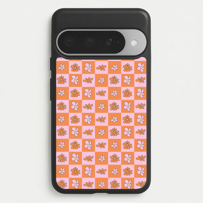 Orange And Pink Checked - Floral Patterns Phone Case for Google Pixel 10 Pro XL