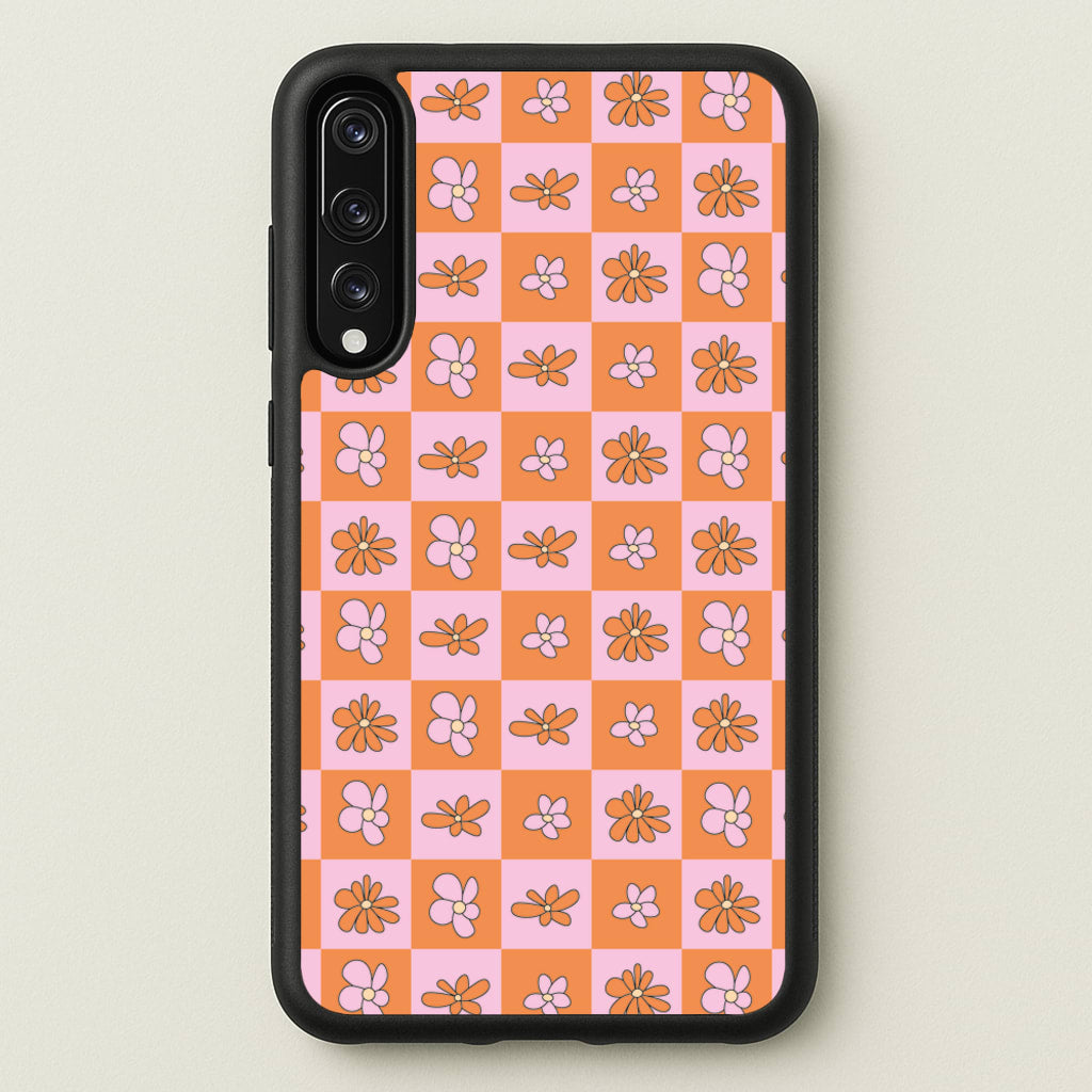 Orange And Pink Checked - Floral Patterns  - Floral Patterns Phone Case for Huawei P20 Pro