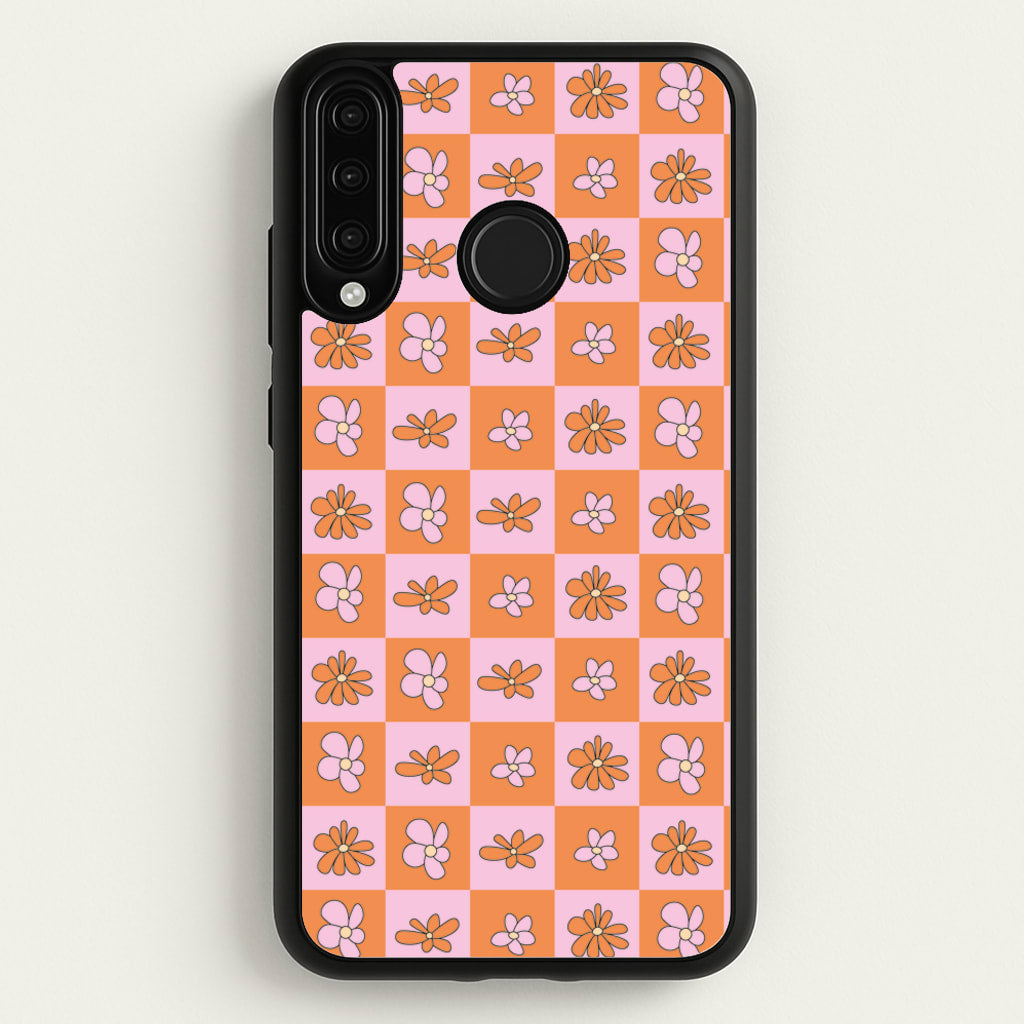 Orange And Pink Checked - Floral Patterns  - Floral Patterns Phone Case for Huawei P30 Lite