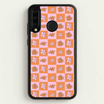 Orange And Pink Checked - Floral Patterns  - Floral Patterns Phone Case for Huawei P30 Lite
