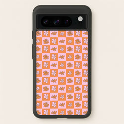 Orange And Pink Checked - Floral Patterns  - Floral Patterns Phone Case for Google Pixel 8 Pro