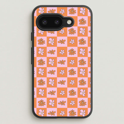 Orange And Pink Checked - Floral Patterns  - Floral Patterns Phone Case for Google Pixel 9a