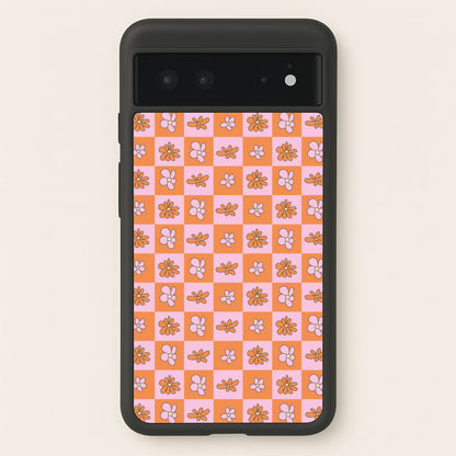 Orange And Pink Checked - Floral Patterns  - Floral Patterns Phone Case for Google Pixel 6