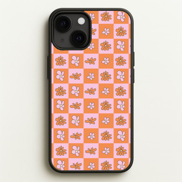 Orange And Pink Checked - Floral Patterns  - Floral Patterns Phone Case for iPhone 13