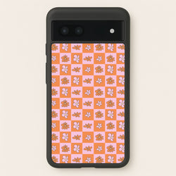 Orange And Pink Checked - Floral Patterns  - Floral Patterns Phone Case for Google Pixel 7a