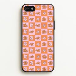 Orange And Pink Checked - Floral Patterns  - Floral Patterns Phone Case for iPhone 5 / 5s / SE 2016
