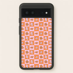 Orange And Pink Checked - Floral Patterns  - Floral Patterns Phone Case for Google Pixel 7