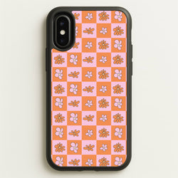 Orange And Pink Checked - Floral Patterns  - Floral Patterns Phone Case for iPhone X / XS