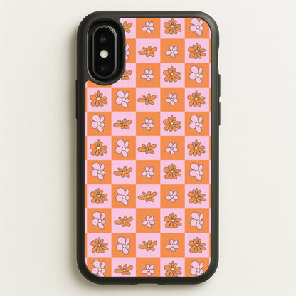 Orange And Pink Checked - Floral Patterns  - Floral Patterns Phone Case for iPhone X / XS