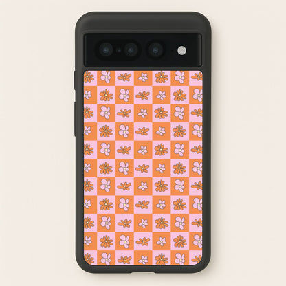 Orange And Pink Checked - Floral Patterns  - Floral Patterns Phone Case for Google Pixel 7 Pro