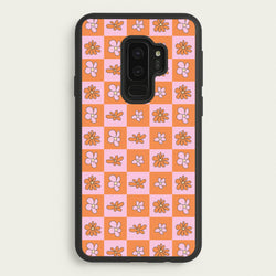 Orange And Pink Checked - Floral Patterns  - Floral Patterns Phone Case for Galaxy S9 Plus