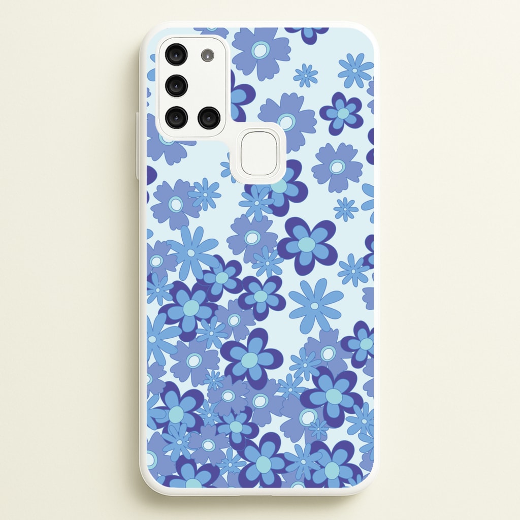 Blue Flowers - Floral Patterns  - Floral Patterns Phone Case for Galaxy A21s
