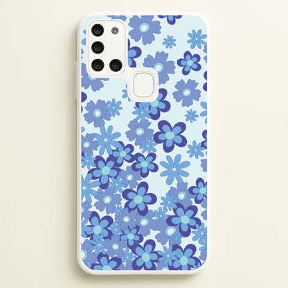 Blue Flowers - Floral Patterns  - Floral Patterns Phone Case for Galaxy A21s