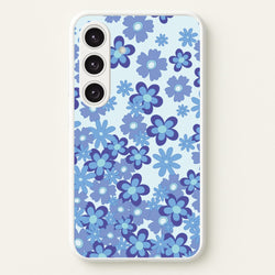 Blue Flowers - Floral Patterns  - Floral Patterns Phone Case for Galaxy S24 Plus