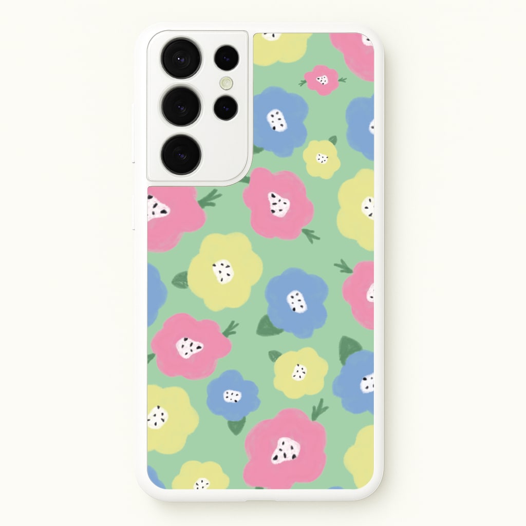 Painted Flowers - Floral Patterns  - Floral Patterns Phone Case for Galaxy S21 Ultra