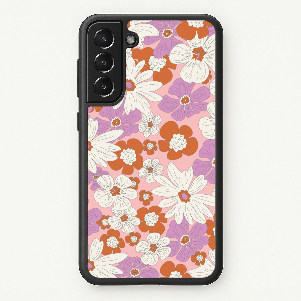 Retro Flowers - Floral Patterns  - Floral Patterns Phone Case for Galaxy S21FE