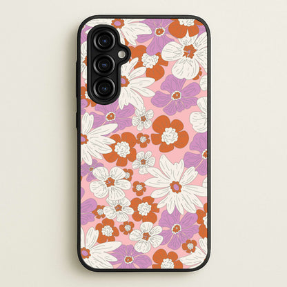 Retro Flowers - Floral Patterns  - Floral Patterns Phone Case for Galaxy A54