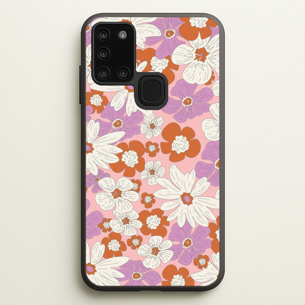 Retro Flowers - Floral Patterns  - Floral Patterns Phone Case for Galaxy A21s