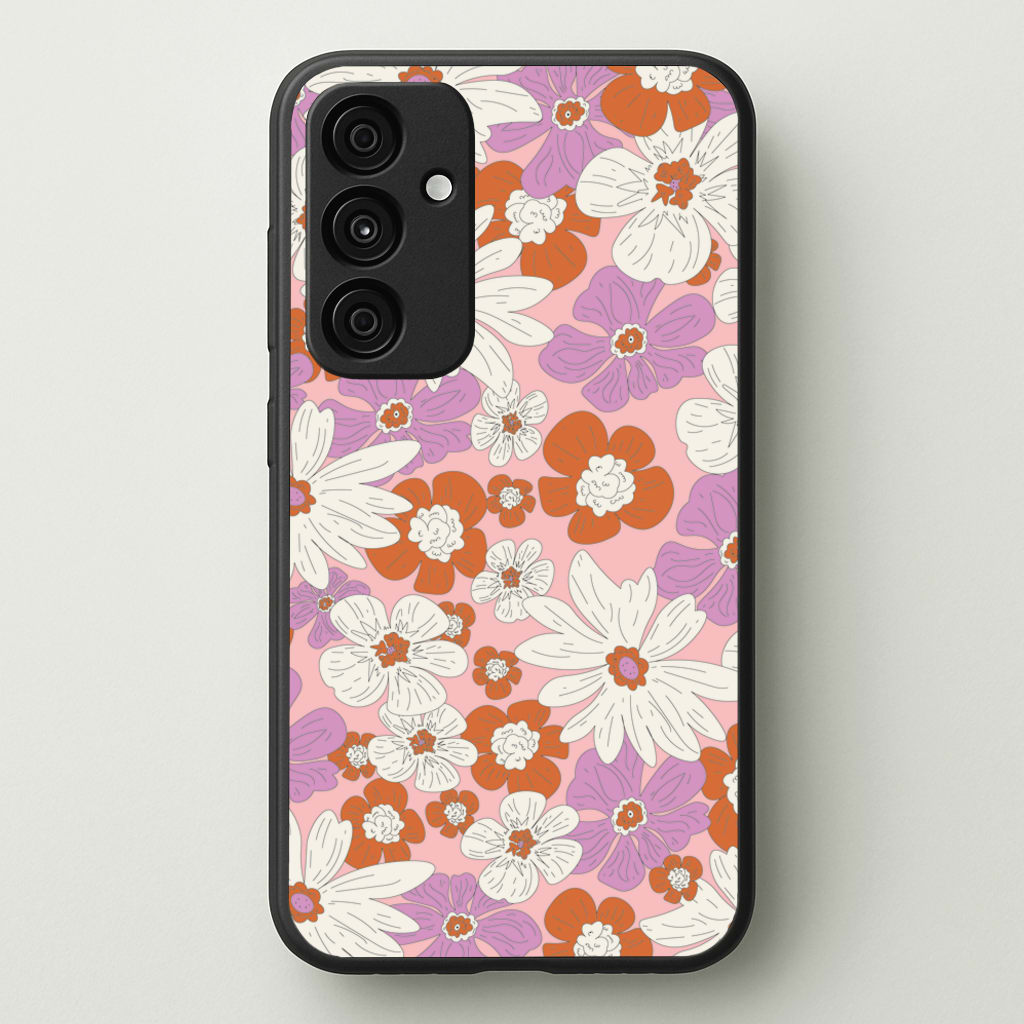 Retro Flowers - Floral Patterns  - Floral Patterns Phone Case for Galaxy A35