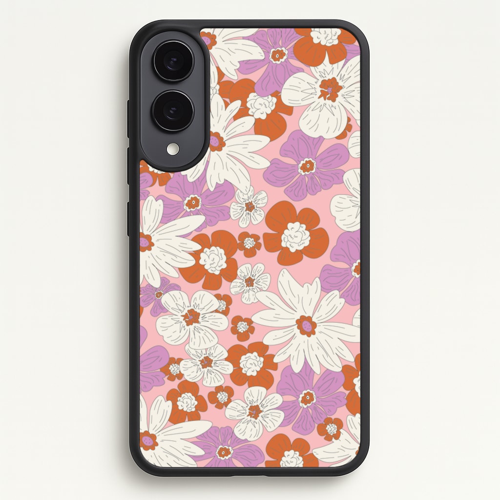 Retro Flowers - Floral Patterns  - Floral Patterns Phone Case for Galaxy S25 Edge