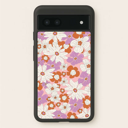 Retro Flowers - Floral Patterns  - Floral Patterns Phone Case for Google Pixel 7a