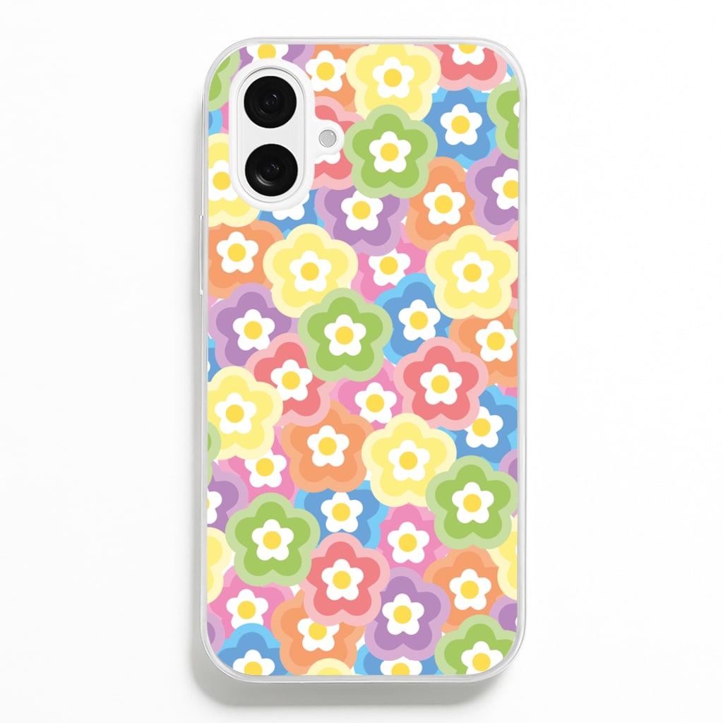 Psychedelic Flowers - Floral Patterns  - Floral Patterns Phone Case for iPhone 16 Plus